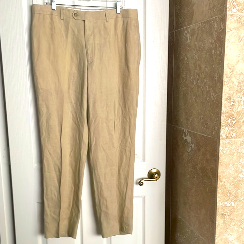 Pronto Uomo Platinum Mens Tan Linen Pants